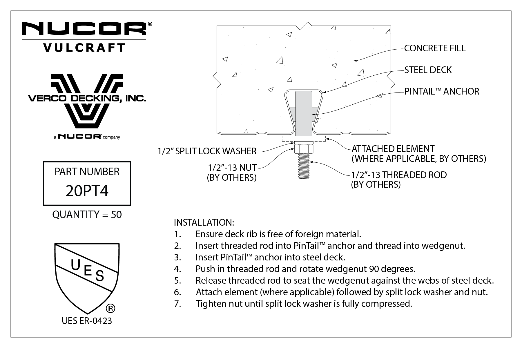 SNX20PT4.2-C 20PT4 PinTail™ Anchor